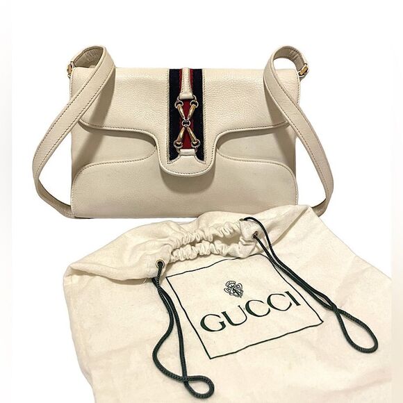 ❤️SOLD❤️GUCCI Vintage Leather Shoulder/Sling Bag Horse Bit Motif Web Accent - Picture 1 of 13